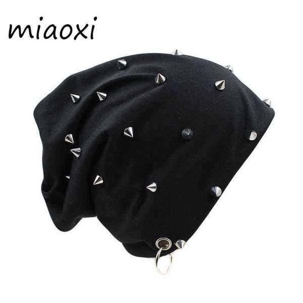 Hip Hop Nouvelle Mode Rivet Hoop Chaud Hiver Hommes Chapeau Femmes Automne Adulte Mode Bonnets Casquettes Pour Garçon Marque Bonnet Vente Y21111