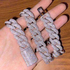 Hip Hop Nieuwe sieraden 15 mm Cubaanse ketting modestijl Sterling Silver Moissanite ketting voor mannen