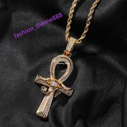 Hip-hop nieuw product Horus Eye the Anhe Cross hanger vintage alles Moissanite Diamond 18K gouden sterling zilveren Cubaanse hanger