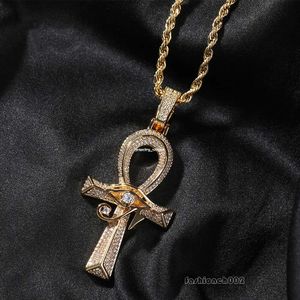 Hip-hop nieuw product Horus Eye the Anhe Cross hanger vintage alles Moissanite Diamond Gold Sterling Sier Cubaanse hanger