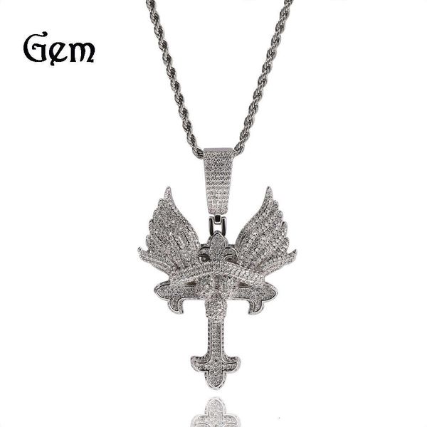 Niche Hip Hop Niche Creative Angel Wing Pendant en forme de croix, Collier de couple, chaîne de pull