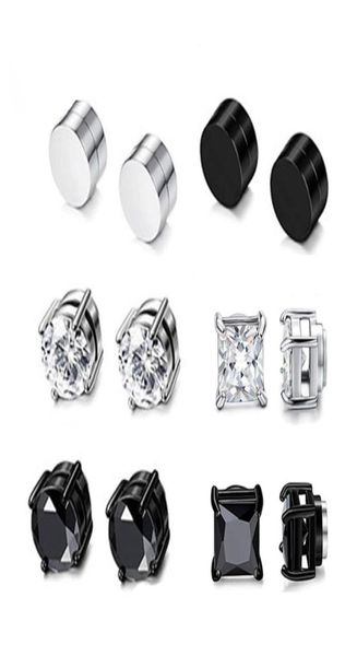 Hip Hop Non Piercing Zircon oreille pince en acier inoxydable boucles d'oreilles nouveau Style magnétique boucles d'oreilles ensemble de bijoux Whole7276628