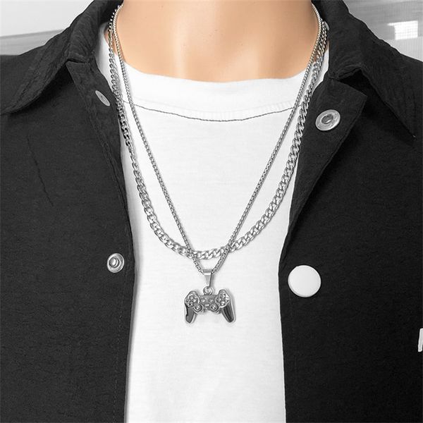 Collar con asa de consola de juegos Retro nostálgico de Hip-Hop, colgante de acero de titanio Ins Simple con personalidad de marea masculina, accesorios para pareja