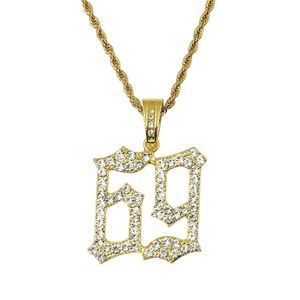 hip hop nummer 69 diamanten hanger kettingen voor mannen gouden zilver legering strass luxe 6ix9ine ketting Cubaanse ketting mode je244r