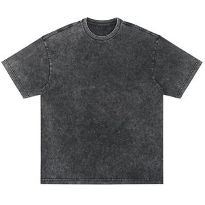 Hiphop oversized heren zomer gotisch Harajuku los oude t-shirt gewassen katoen zwart y2k casual korte mouwen top 240426