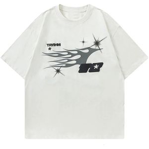 Hiphop oversized t -shirt mannen Harajuku Letter Grafische print punk Gothic t -shirt mode zomer katoen losse tee shirts tops 240510