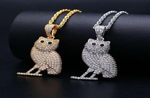 Hip Hop Owl Diamonds Hangdoek kettingen voor mannen Luxe Dierlijke ketting Sieraden Real Gold Gold Copper Zirkonen Golden Cubaanse ketting 24319124