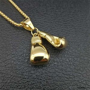 hiphop paar bokshandschoen hangers kettingen voor mannen 14k geel gouden ketting mannelijke hiphop sieraden