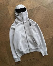 Patrón de hip hop bordado con cremallera completa sudaderas con capucha Y2k hombres mujeres retro streetwear sudaderas chaqueta de bombardero suelta ropa kpop abrigo 240118