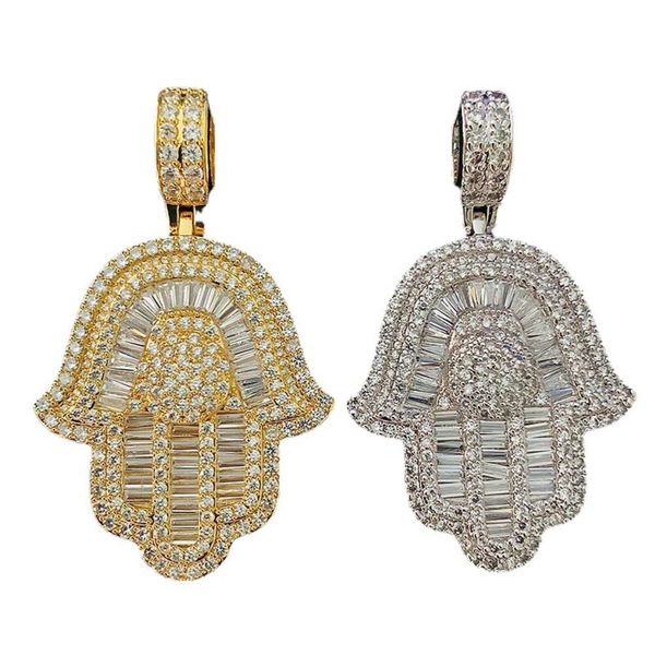 Hip Hop Pave Zircon Palm Sterling Sier avec style de pendentif de conception personnalisée à prix bon marché