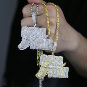 Hip Hop Penant Collier Glacé Bling 5A Zircon Cubique Initial Rock Punk Lettre Ross Talk Téléphone Cellulaire Pendentif Colliers Bijoux265q