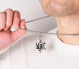 Collar con colgante de Hip Hop para hombre, tendencia de calidad superior, acero de titanio transfronterizo, estrella Hexagonal para hombre, accesorios colgantes