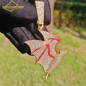 Hiphop hangerse kleine dierennacht gloed vleermuisontwerp micro set met volledige diamant mode gepersonaliseerde trendy hangers ketting feestartikel