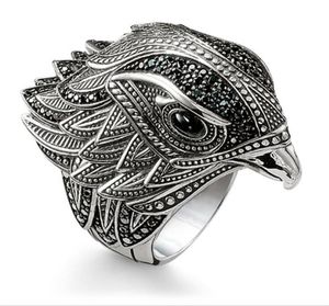 Hip Hop Personality Retro Jewelry 925 Sterling Silver Fashion Eagle Ring Vrouwelijke trouwvogel trouwring voor mannen Gift83377733