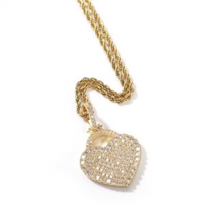 Hip hop gepersonaliseerde zirkoon liefde slot hanger kettingen voor mannen vrouwen luxe designer heren bling diamanten gouden ketting ketting jewel2191