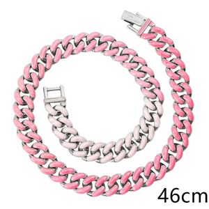 Hip Hop Pink Cuba Gradient Necklace Miami Cuban Curb Link Chain Hommes Femmes Colliers