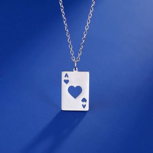 Hip Hop Poker Card Ace van schoppen ketting roestvrij staal gelukkige hangende nekketen voor vrouwen speelkaarten sieraden geschenken
