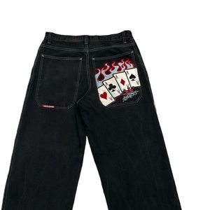 Hip Hop Poker motif Baggy JNCO jean Y2K hommes Haruku noir pantalon nouveau gothique taille haute jambe large pantalon Streetwear