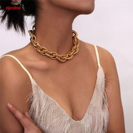 Hiphop punk choker ketting vrouwen mannen hoge kwaliteit steampunk gouden dikke dikke ketting aluminium kettingen