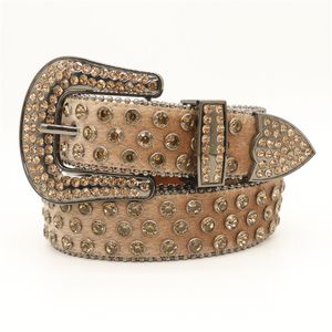 Ceinture cloutée en cristal pour hommes et femmes, style Hip Hop, Punk Rock, Cowboy occidental avec diamant Bing strass, Disco pour filles