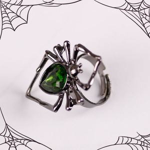 Hip Hop Punk Spider Insect Animal Ringen Voor Vrouwen Mannen Creative Black Spider Ingelegd Crystal Ring Gothic Sieraden Halloween Gift