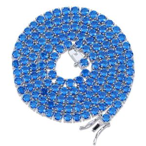hip hop violacé rouge bleu diamants tennis chaîne colliers pour hommes 18 pouces 22 pouces 4mm chaînes de luxe 18k plaqué or cuivre zirco228c