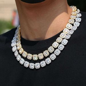 Hip Hop Rap Mode Fijne Sieraden 10mm Kettingen Cubaanse Moissanite Tennisketting Sterling Zilveren Vierkante Diamanten Ketting Armband