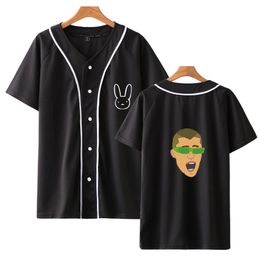 Hiphop rapper Bad Bunny Baseball T-shirt Dames/Men Fashion Summer Short Sleeve Funny Tshirts Streetwear Hip Hop Baseball