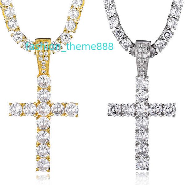 Hip Hop rappeur gros diamant croix chrétienne jésus glacé Bling Zircon cuivre pendentif chaîne colliers unisexe hommes femmes bijoux