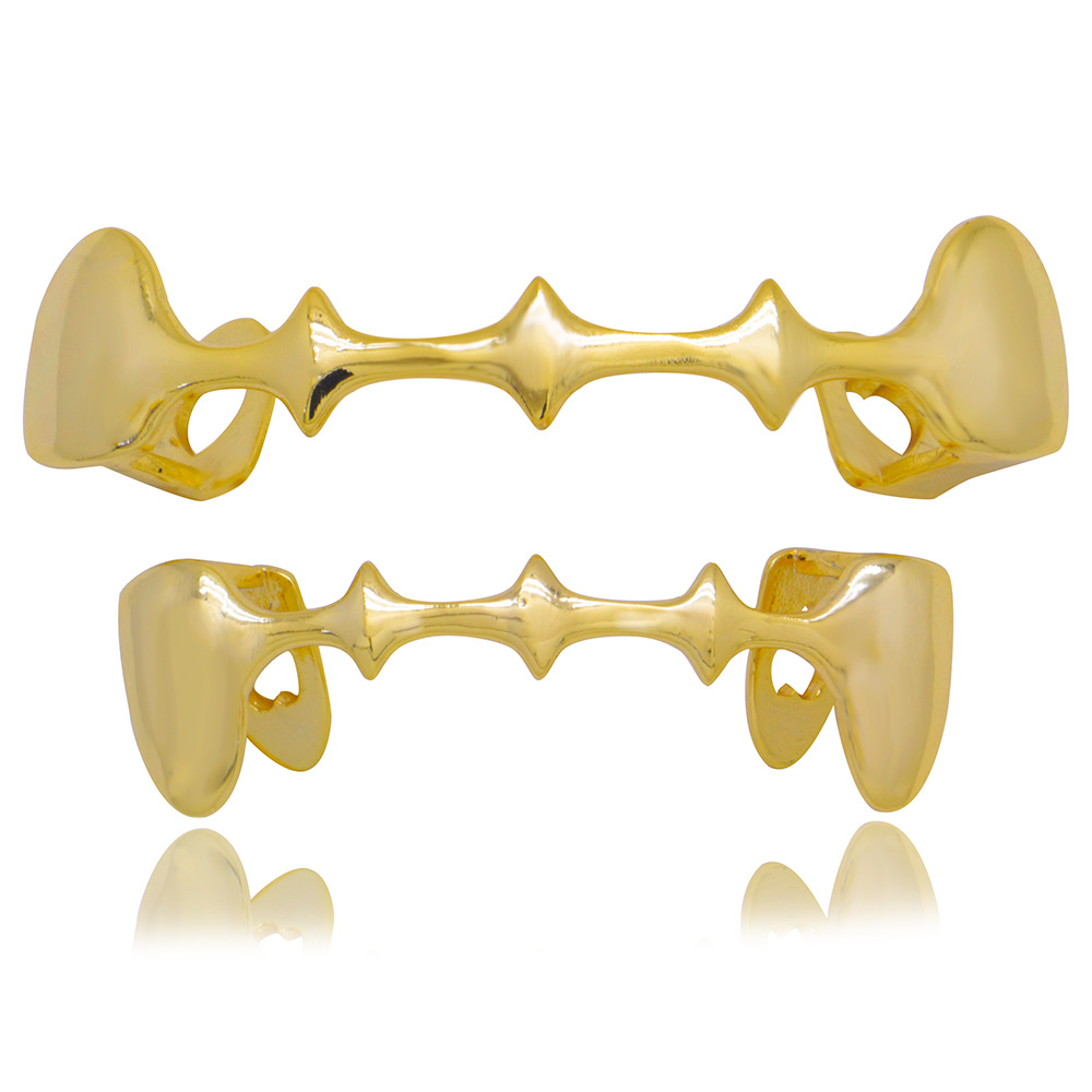 ヒップホップラッパーブレース歯科歯グリルツ18K電気めっき銅不規則ブレース吸血鬼の牙ハロウィーンジュエリーグリル1308
