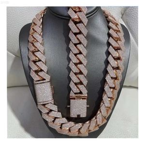 Hiphop rapper Cubaanse ketting 925 Zilver 25 mm brede 4 rijen VVS Moissanite Vol Iced Out Cubaanse linkketting ketting