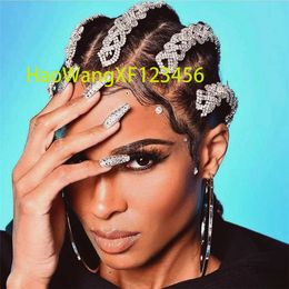 Hip Hop Rapper Custom Diamond Comb Women Party Long Braid Rhinestone Boho Fancy Hair Accessories