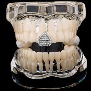 Hip Hop Rapper Tandheelkundige Tanden Grillz Gouden bretels glanzende dollar hart liefde kruisbeeld enkele tand mode-sieraden tandgrills groothandel showprestaties sieraden 1934