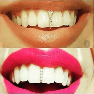 Hip Hop Rapper Tandheelkundige Tanden Grillz Goud Zilver bretels volledige boor Zirkoon glanzend stok enkele tand tanden grills 1317