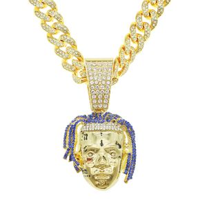 Hip Hop Rapper diamanten hanger ketting rapper ster hoofd hanger micro-inzet zirkoon sieraden nachtclub accessoire Trui Sleutelbeen Cubaanse ketting 50cm 1774