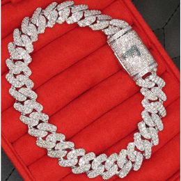 Hip Hop Rapper Iced Out Mens Fine Jewelry S925 Diamond Moisanite Collier Cuban Link Chain Moisanite