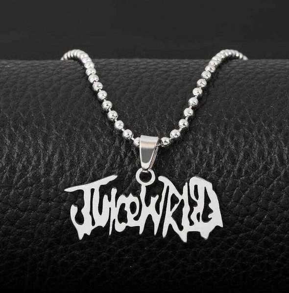 Hip Hop Rapero JUICE WRLD Collar Strand Beads Cadena de acero inoxidable Carta Colgante Collar Joyería Fans Regalo Femme Mujer G1206