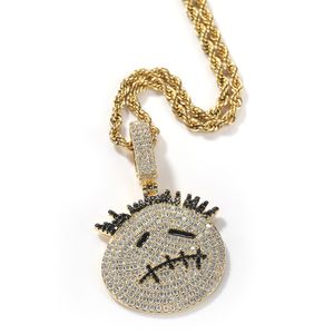 Hip Hop Rapper Mannen glanzende diamanten hanger goud zilveren ketting cartoon jongen hanger zirkoon sieraden nachtclub accessoire trui touw ketting 24 inch 1820