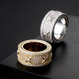 Hip Hop Rapper Ring Uomo Donna 14k Placcatura in oro Anelli per uomo Moda Hiphop Anello in argento Bling 3A Cubic Zirconia Stone Uomo J238e