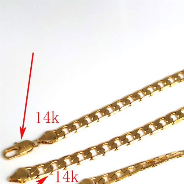 Hip Hop Rapper's 8mm 24 pouces 14K estampillé or plaqué chaîne cubaine collier de mode2888