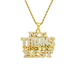 Hip Hop Rapper glimmende diamanten hanger gouden ketting creatief NR 1 TREINEN 2BSECOND BESTE volledige zirkoon hanger koperen micro-inzet zirkoon sieraden 60cm ketting 1381