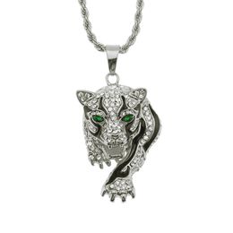 Hip Hop Rappeur brillant diamant pendentif collier en or créatif brillant féroce tigre plein zircon pendentif cuivre micro-insert zircon bijoux 75 cm corde collier 1937