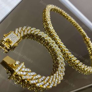 Hip Hop Rapper Sterling Silver Link Chain Custom Moissanite Cubaanse 14mm Bling Vvs Diamonds Mens Cubaanse Link Chain