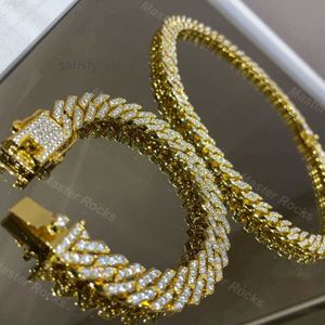 Hiphop rapper Sterling Silver Link Chain Custom Moissanite Cubaanse 14 mm Bling VVS Diamonds Mens Cuban Link Chain