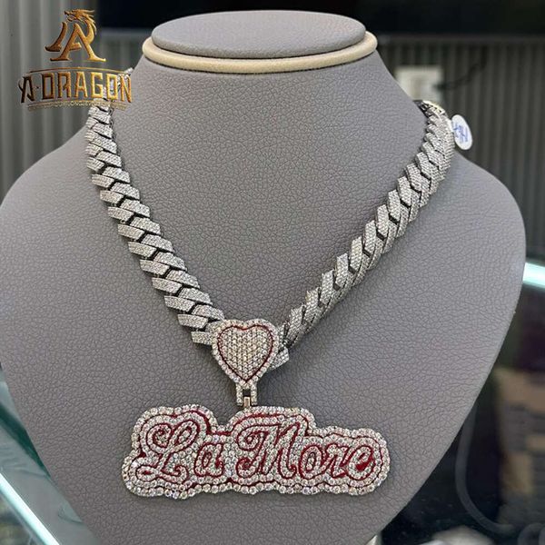 Hip Hop Red Enamelo Love Heart Joya Fashion Jewelry Nombre personalizado Collares colgantes para mujeres