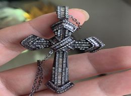 Hip Hop Retro Cross Pendant Fashion Bijoux 925 Silverblack Gold Fill Femme Femmes Mariage 5A Colon de chaîne de diamant White Cl Clollac5275439