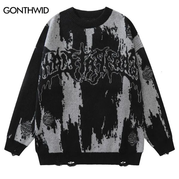 Hip Hop Nippers pulls grunge y2k vintage tricoté punk gothique streetwear cavaliers hommes femmes harajuku mode pull 231221
