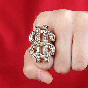 Iced out ons dollarteken ringen micro verharde volledige zirkoon goud verzilverd ringen voor mannen sieraden cadeau