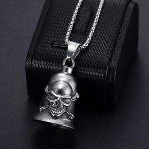 Hip Hop Rock roestvrijstalen schedel Bell Hangers ketting voor mannen punk sieraden vervagen nooit cadeau274s