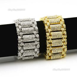 Pulseiras hip hop estilo rock simuladas com diamantes gelados para homens e mulheres pulseira hip hop 335 g